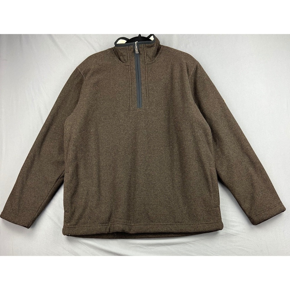 Orvis Quarter Zip Pullover Mens Large Brown Sherpa Lined Fleece Jacket Excellent